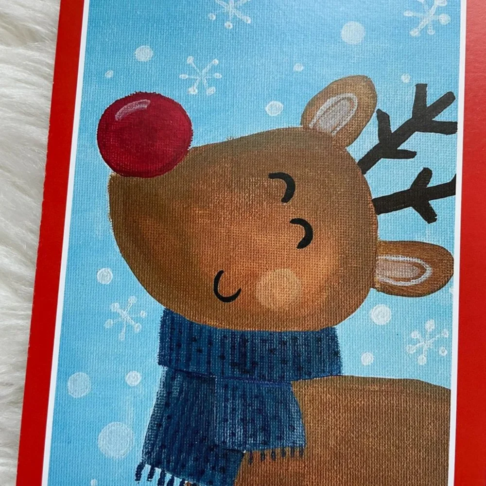 5 Children's ART Holiday cards with white envelopes blank inside